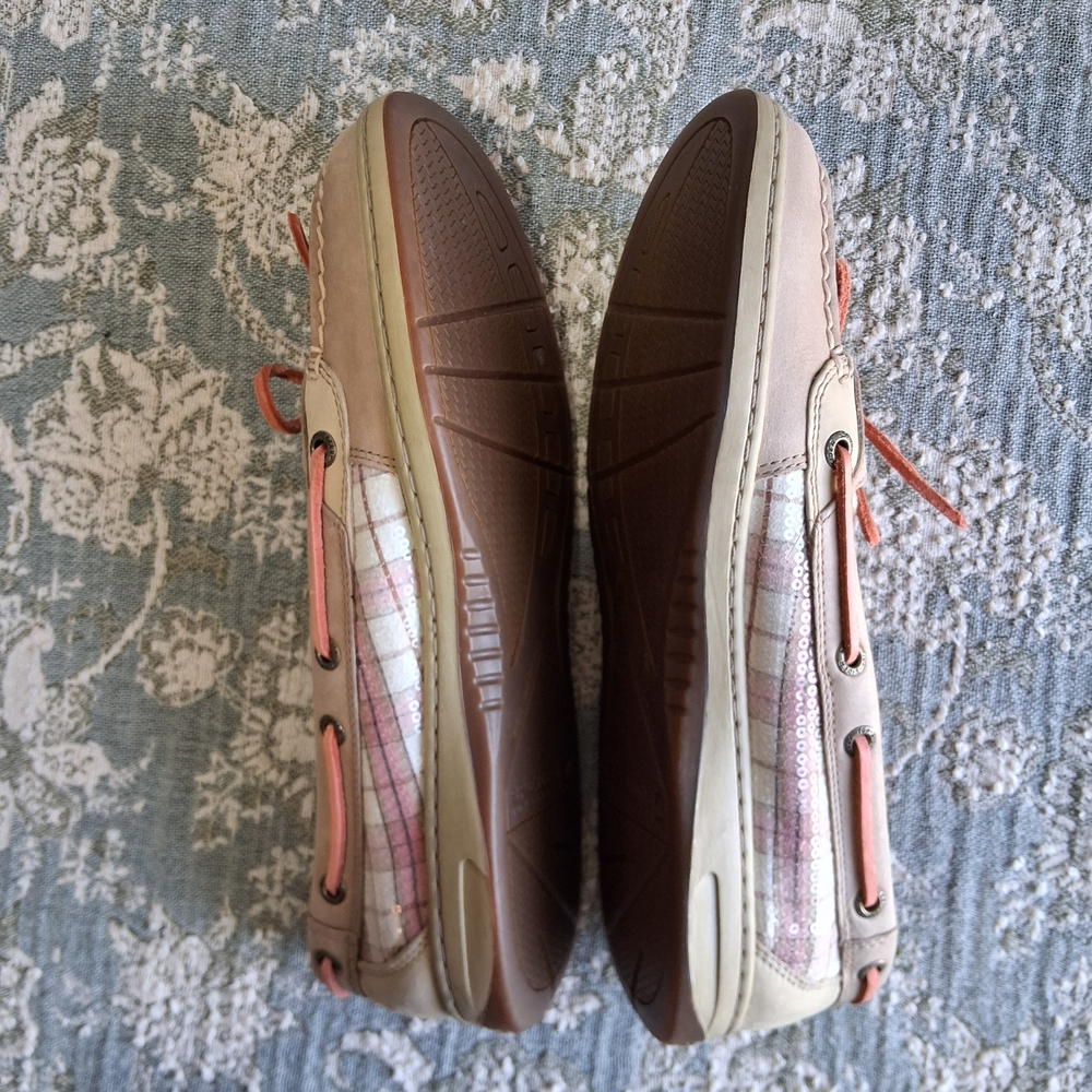 Sperry Top - Sider Women's Boat Shoes Sz.10 Plaid +Leather Nautical Preppy - Picture 5 of 16